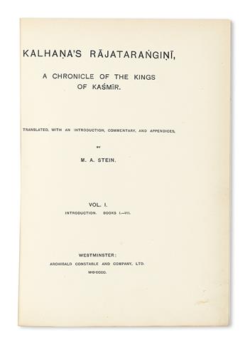 STEIN, MARC AUREL, Sir.  Kalhanas Rajatarangini: A Chronicle of the Kings of Kas[h]mir. Vols. 1-2 (of 3).  1900.  Lacks 2 maps.